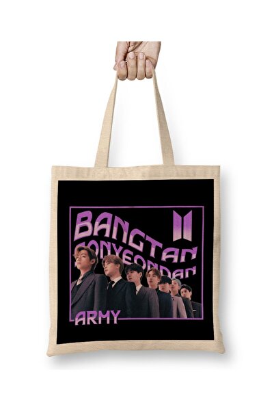 Generic Brand Bts Vintage Style Army Cloth Bag Long Handle