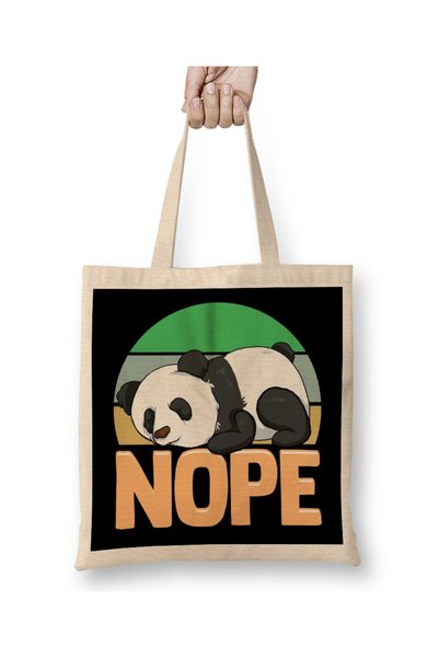 dekado حقيبة حمل لطيفة ومضحكة من نوع Nope Sleepy Napping Lazy Panda مع مقبض طويل