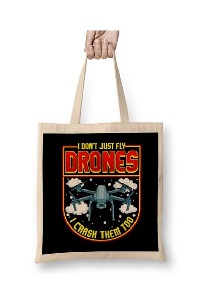 dekado حقيبة قماش Funny I Don t Just Fly Drones I Crash Them Too بمقبض طويل