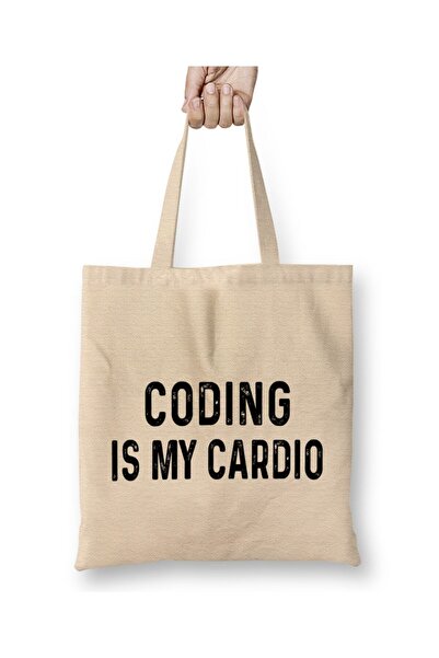 dekado حقيبة قماش Coding Is My Cardio 01 ذات مقبض طويل