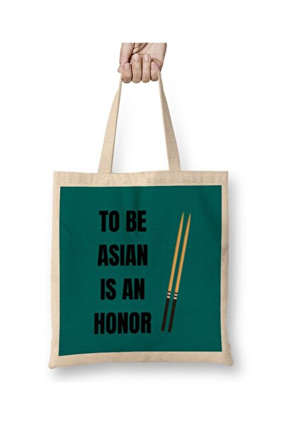 dekado TO BE ASIAN IS AN HONOR Stop حقيبة قماش آسيوية بمقبض طويل