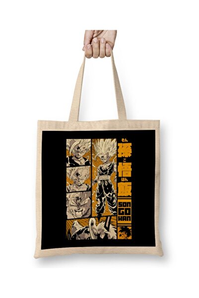 Generic Brand Son Gohan Dragon Ball Z Manga Panel Design Tote Bag Long Handle