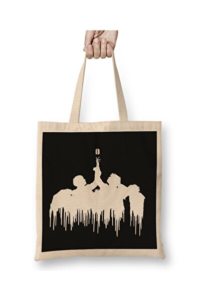 dekado حقيبة يد BTS Fake Love Melting Silhouette White Army Kpop بمقبض طويل
