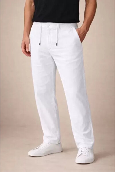 Kanonik Education Ανδρικό λινό παντελόνι με τσέπες, ελαστική μέση, κορδόνια κ...