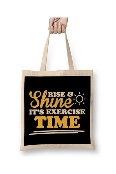 Generic Brand Rise And Shine It's Exercise Time Tote Bag Long Handle