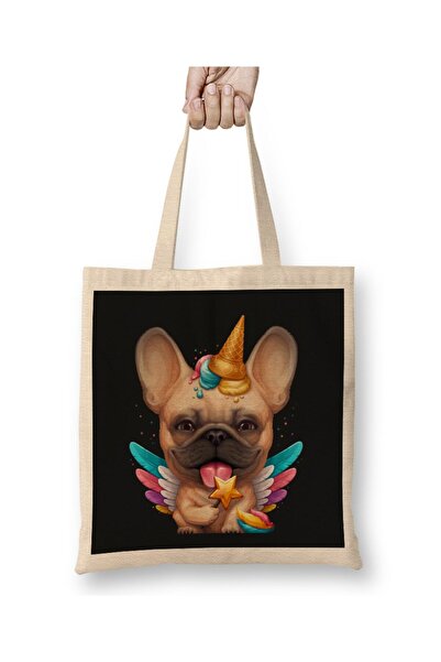 Generic Brand حقيبة قماش يونيكورن من ماركة Fawn French Bulldog Ice Cream ذات ...