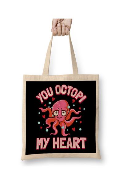 dekado You Octopi My Heart Funny Octopus Pun Cloth Bag Long Handle