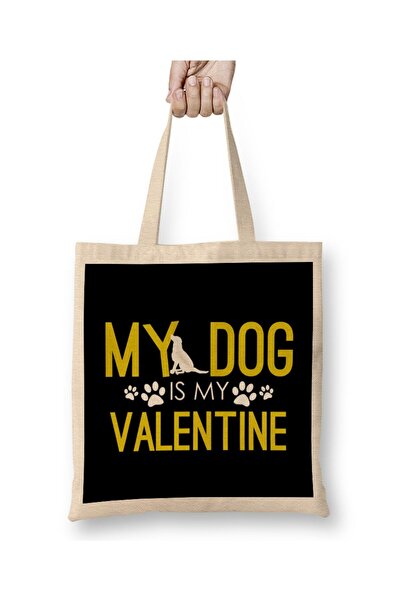 Generic Brand My Dog Is My Valentine Funny Dog Mom & Dog Dad Cloth Bag Long H...