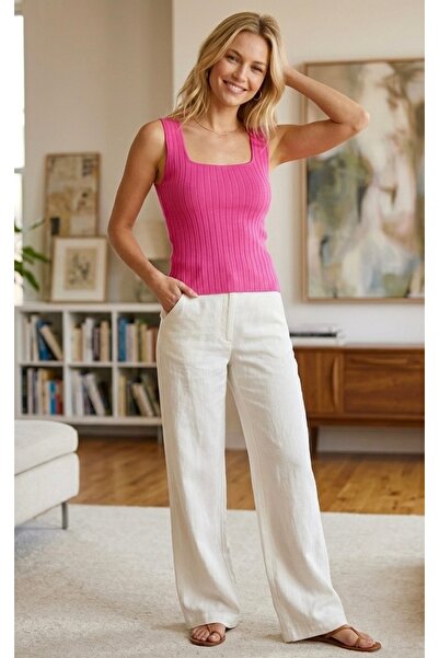 Butik Corded Fabric Women's Tank Top Thick Strap Undershirt Thin Summer Squar...