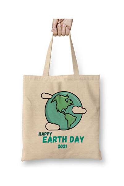 dekado حقيبة قماش Happy Earth Day 2021 بمقبض طويل