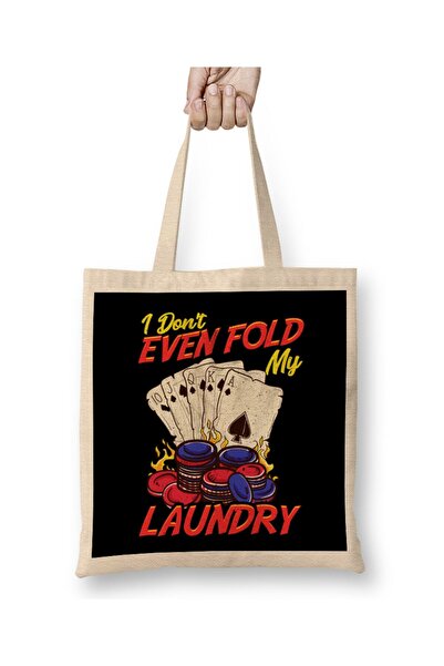 dekado حقيبة قماش مضحكة من Poker I Don't Even Fold My Laundry Cards بمقبض طويل