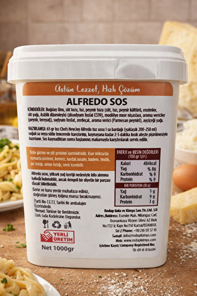 chef's new joy professional Alfredo Sos 1000 gr Makarna Sosu Toz Parmesan Lezzeti
