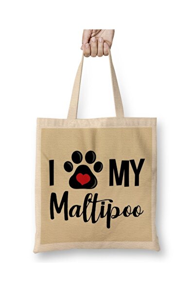 dekado I Love My Maltipoo Cloth Bag Long Handle
