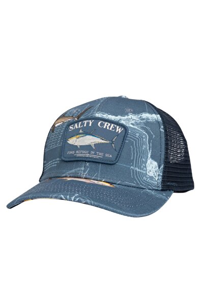 Salty Crew Μεγάλο Μπλε Ρετρό Καπέλο Τράκερ Κειλάματος Μπλε