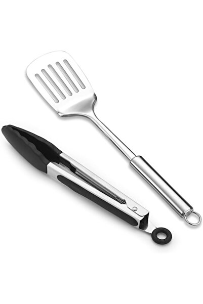 DELPI Set clește și spatulă de bucătărie, 2 piese, oțel inoxidabil, 35 / 27,5 cm