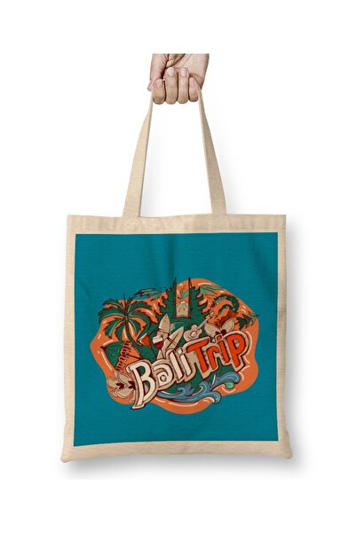 Generic Brand My Bali Trip to Denpasar Kuta Beach Tote Bag Long Handle