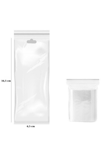 OEM Şeffaf Askılı Kilitli Kumanda Poşeti 16x6,5 Cm (100 Adet)