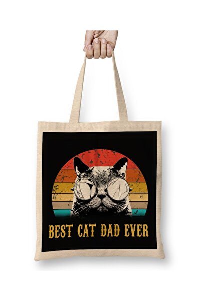 Generic Brand Mens Best Cat Dad Ever Funny Cat Dad Father Vintage Gift Tote B...