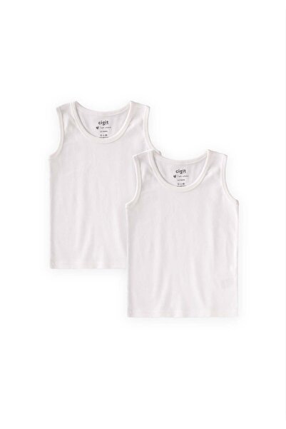 Cigit Double Wide Strap Undershirt 2-11 Years Ecru