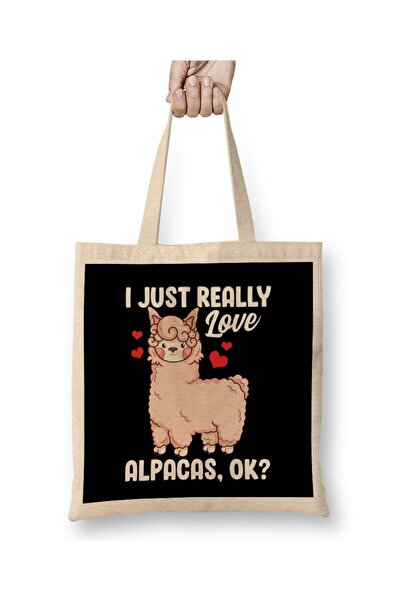dekado Funny I Just Really Love Alpacas, OK Cute Alpaca Tote Bag Long Handle