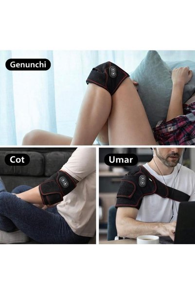 OEM Genunchiera electrica cu masaj si incalzire, set 2 bucati, 3 trepte caldura, vibratii multiple