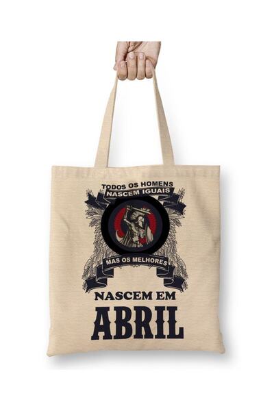 dekado Os Melhores Nascem Em Abril Estampa Azul Tote Bag Long Handle