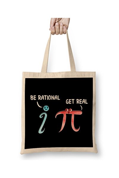 dekado Cute & Funny Be Rational Get Real Mathematics Pun Cloth Bag Long Handle