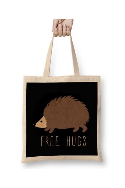 Generic Brand حقيبة قماش Free Hugs-1 بمقبض طويل