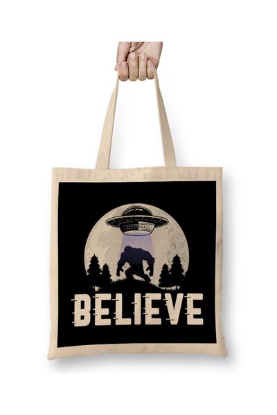 Generic Brand حقيبة حمل رائعة من Believe in Aliens Bigfoot & UFOs بمقبض طويل
