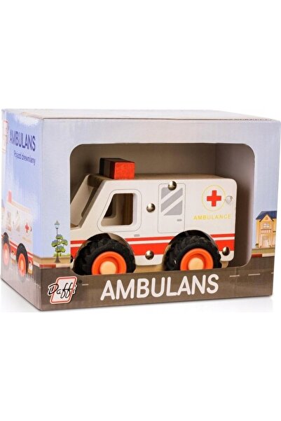Daffi Mașină din lemn cu roți - ambulanță