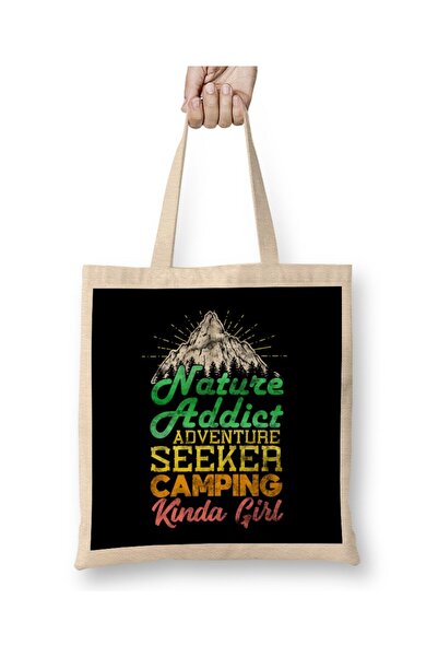 dekado Nature Addict Adventure Seeker Camping Kinda Girl Tote Bag Long Handle
