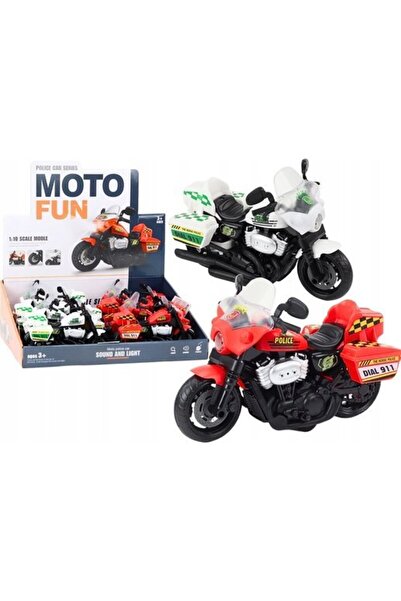 LeanToys Motocicletă de poliție 1:10 Lumini Sunete Alb Roșu