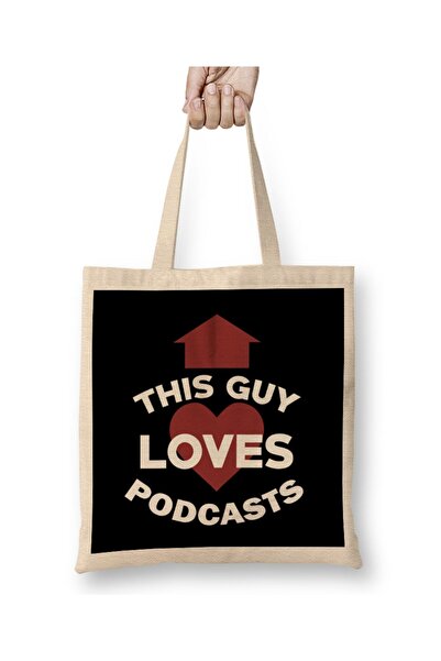 dekado Funny Podcasting This Guy Loves Podcasts Tote Bag Long Handle