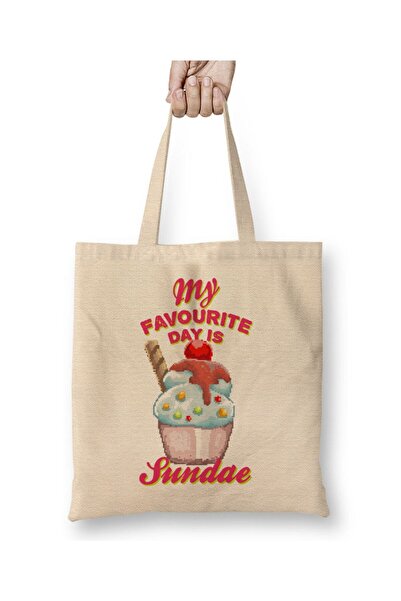 dekado My Favorite Day Is Sundae Ice Cream Pixel Art Tote Bag Long Handle