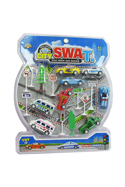 Trifox Set de mașini + semne rutiere 8 piese