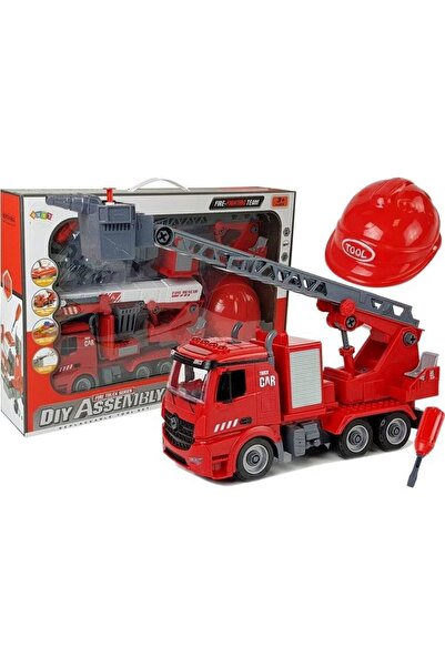 LeanToys Kit DIY Mașină de pompieri 2 în 1, cu piese detașabile, șurubelniță,...