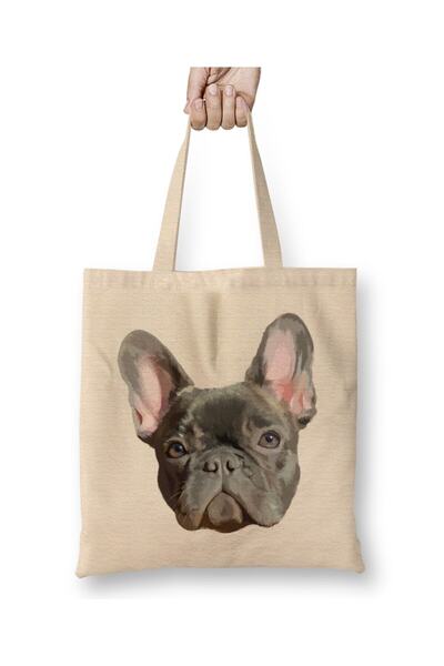 dekado حقيبة قماش French Bulldog Frenchie Dog Love بمقبض طويل