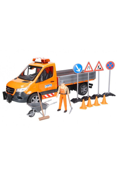 Bruder MB Sprinter Kommunal cu modul de lumini și sunete (portocaliu, inclus....