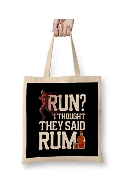 dekado حقيبة قماش Run I Thought They Said Rum Funny Runner Pun ذات مقبض طويل
