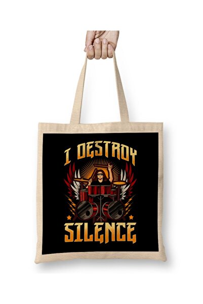 dekado Funny I Destroy Silence Drummer Awesome Drumming Cloth Bag Long Handle