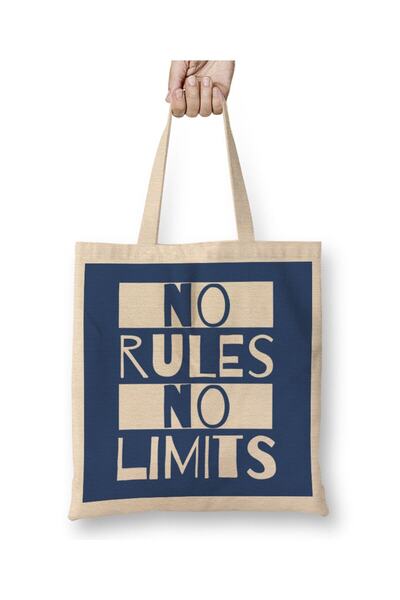 dekado No Rules No Limits Slogan Cloth Bag Long Handle