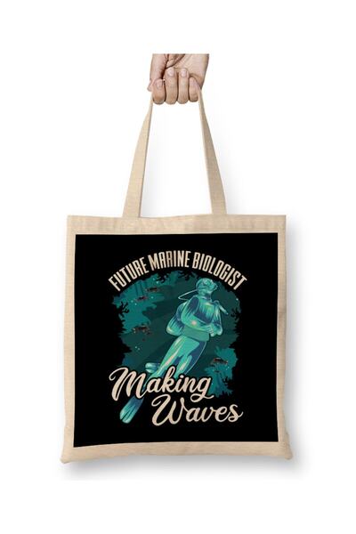 Generic Brand حقيبة قماش Funny Future Marine Biologist Making Waves Pun بمقبض...