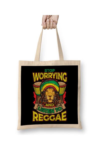 Generic Brand توقف عن القلق واستمع إلى حقيبة حمل Reggae Rastafari Lion بمقبض ...
