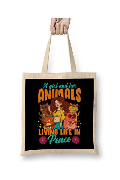 dekado حقيبة حمل ذات مقبض طويل من A Girl And Her Animals Living Life In Peace