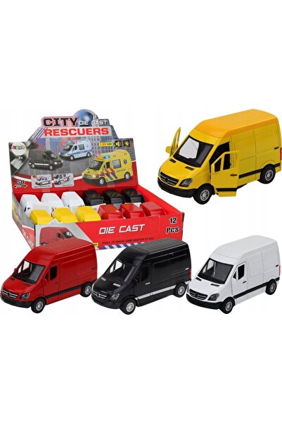 LeanToys Mașină de livrare 1:32 Lumini Sunete Roșu Negru Galben Alb