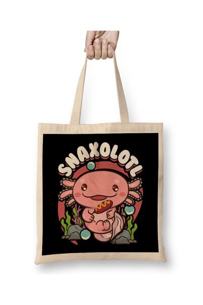 dekado Snaxolotl مضحك Axolotl Pun الوجبات الخفيفة الحلويات Kawaii حقيبة القما...