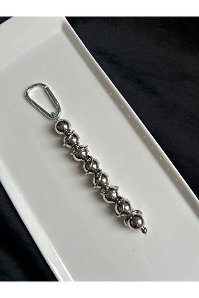 Handmade Gümüş halka detaylı çanta charmı anahtarlık çanta süsü