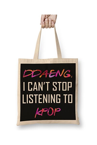 Generic Brand Bts Ddaeng لا أستطيع التوقف عن الاستماع إلى Kpop Army Tote Bag ...