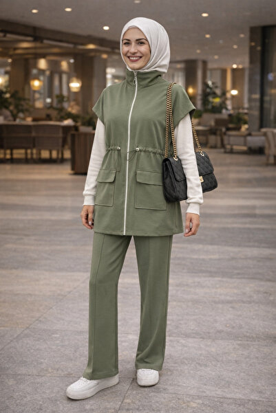 Esra Butik78 Modern Şık Yelekli 2’li Takım – Rahat Kesim Günlük Tesettür Spor...