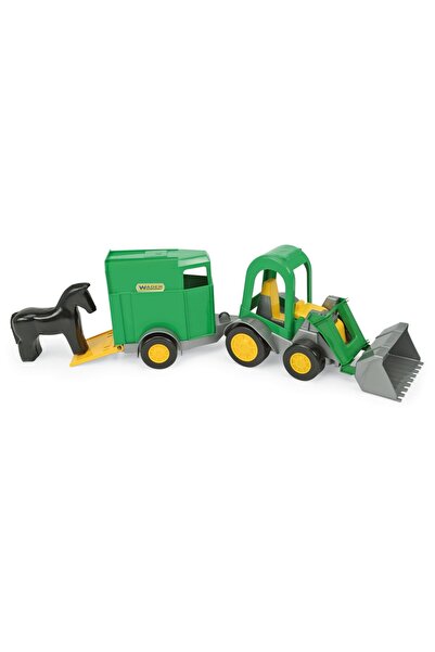 Wader Tractor-încărcător cu remorcă, condus la cal.
